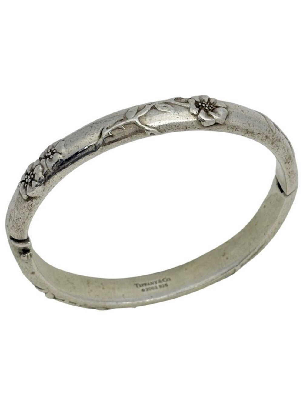 Tiffany & Co Bangle Nature Rose Hinge 925 Sterling Silver Bracelet